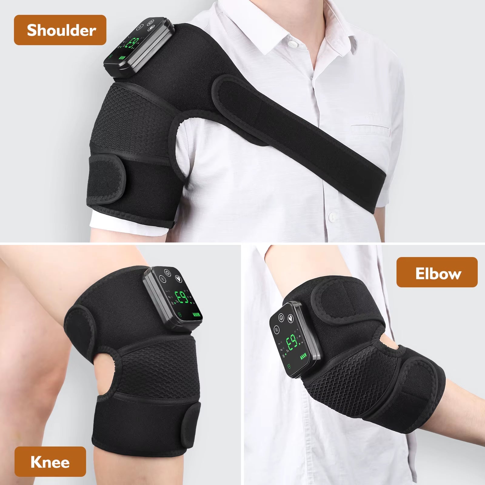 Heated Vibration Knee Massager Electric Heating Pad for Joints Health Care 3 in 1 Shoulder Knee Elbow Brace Support Belt