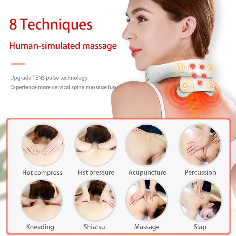 UKL Pulse Back Neck Massager Wireless Smart Shoulder and Neck Massager Heating Pain Relief Muscle Impact Massage Health Care
