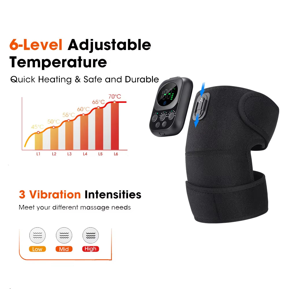 Heated Vibration Knee Massager Electric Heating Pad for Joints Health Care 3 in 1 Shoulder Knee Elbow Brace Support Belt