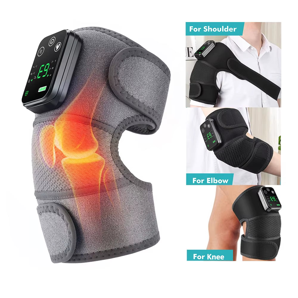 Heated Vibration Knee Massager Electric Heating Pad for Joints Health Care 3 in 1 Shoulder Knee Elbow Brace Support Belt