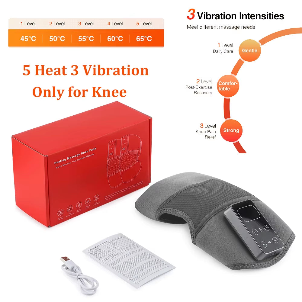 Heated Vibration Knee Massager Electric Heating Pad for Joints Health Care 3 in 1 Shoulder Knee Elbow Brace Support Belt
