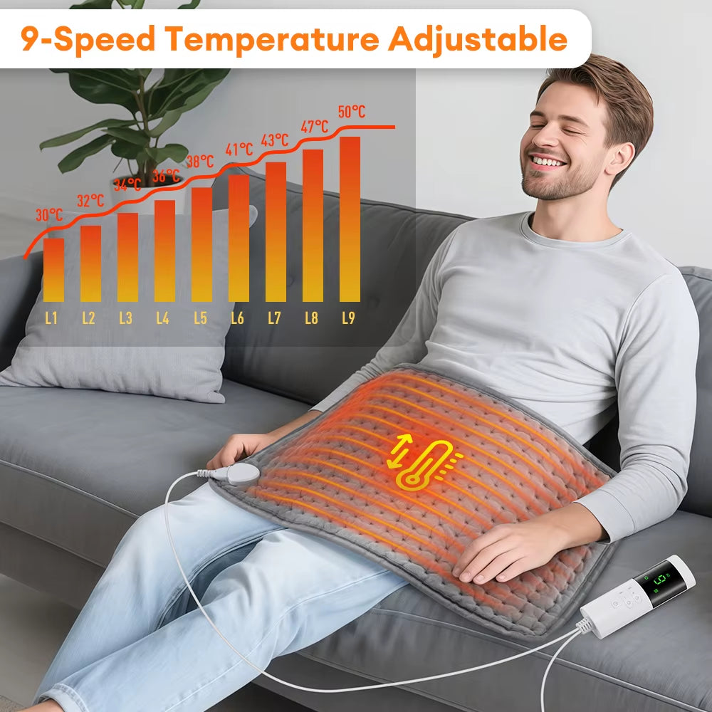 Electric Heating Pad for Back and Leg 9 Heat Levels Temperature Control Hot Compress Fast Heating Mat Pet Warming Mat Home Use