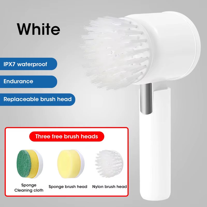 Electric Spin Scrubber, Bathroom Cordless Cleaning Brush Power Scrubber with 5 Replaceable Brush Heads, Electric Cleaning Brush