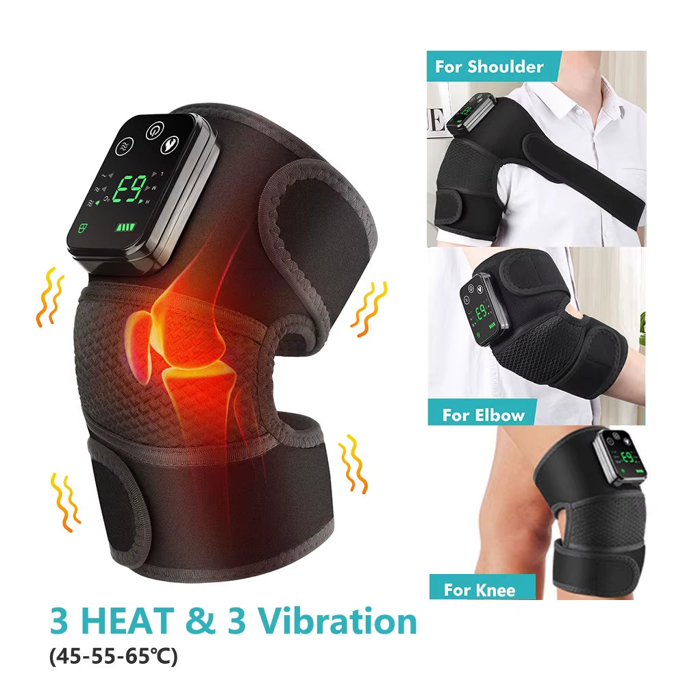 Heated Vibration Knee Massager Electric Heating Pad for Joints Health Care 3 in 1 Shoulder Knee Elbow Brace Support Belt
